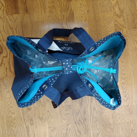 Thirty One Navy Dancing Dot Life is Lovely Soft Utility Tote bag NWT - Picture 12 of 14